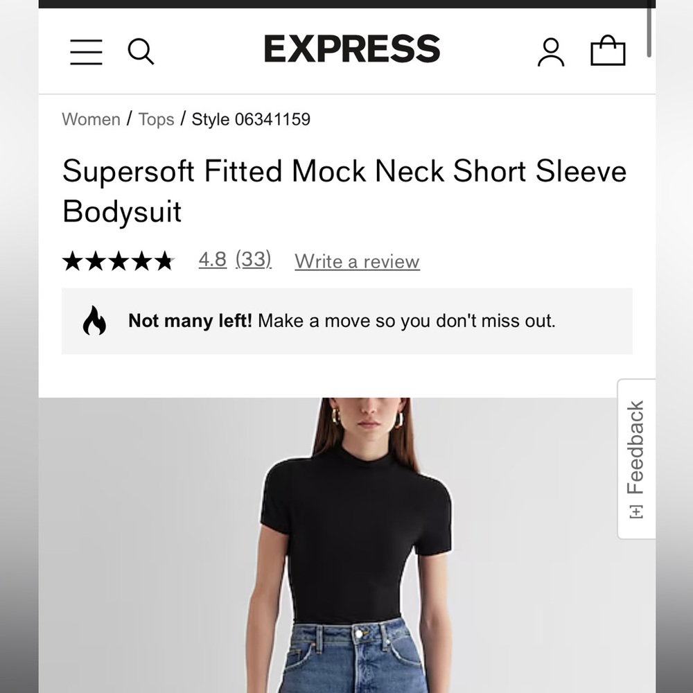 Express Supersoft Fitted Mock Neck Short Sleeve Bodysuit